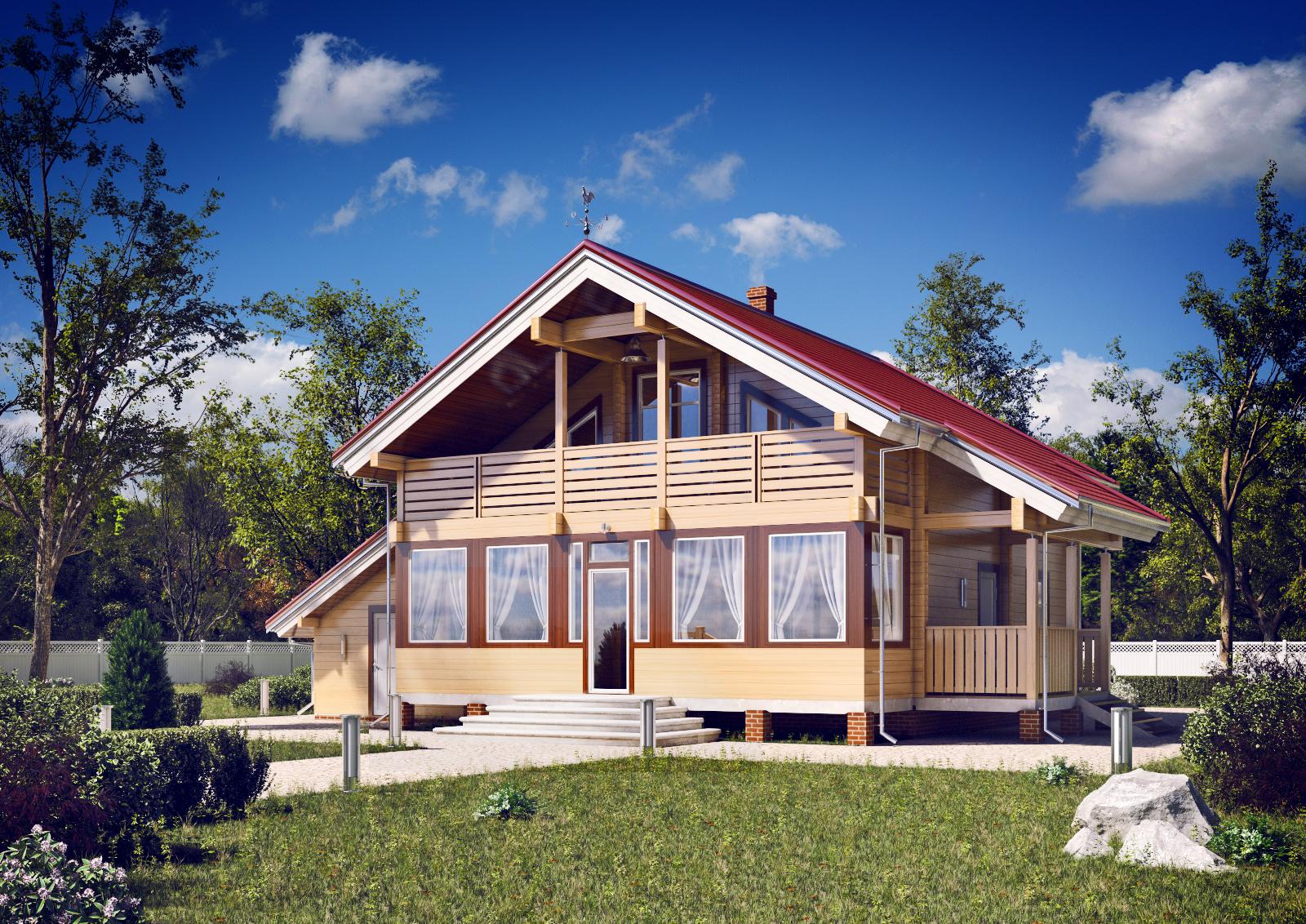 Террасы и веранды в загородных домах из клееного бруса. Комфорт, эстетика и экологичность в одном решении.