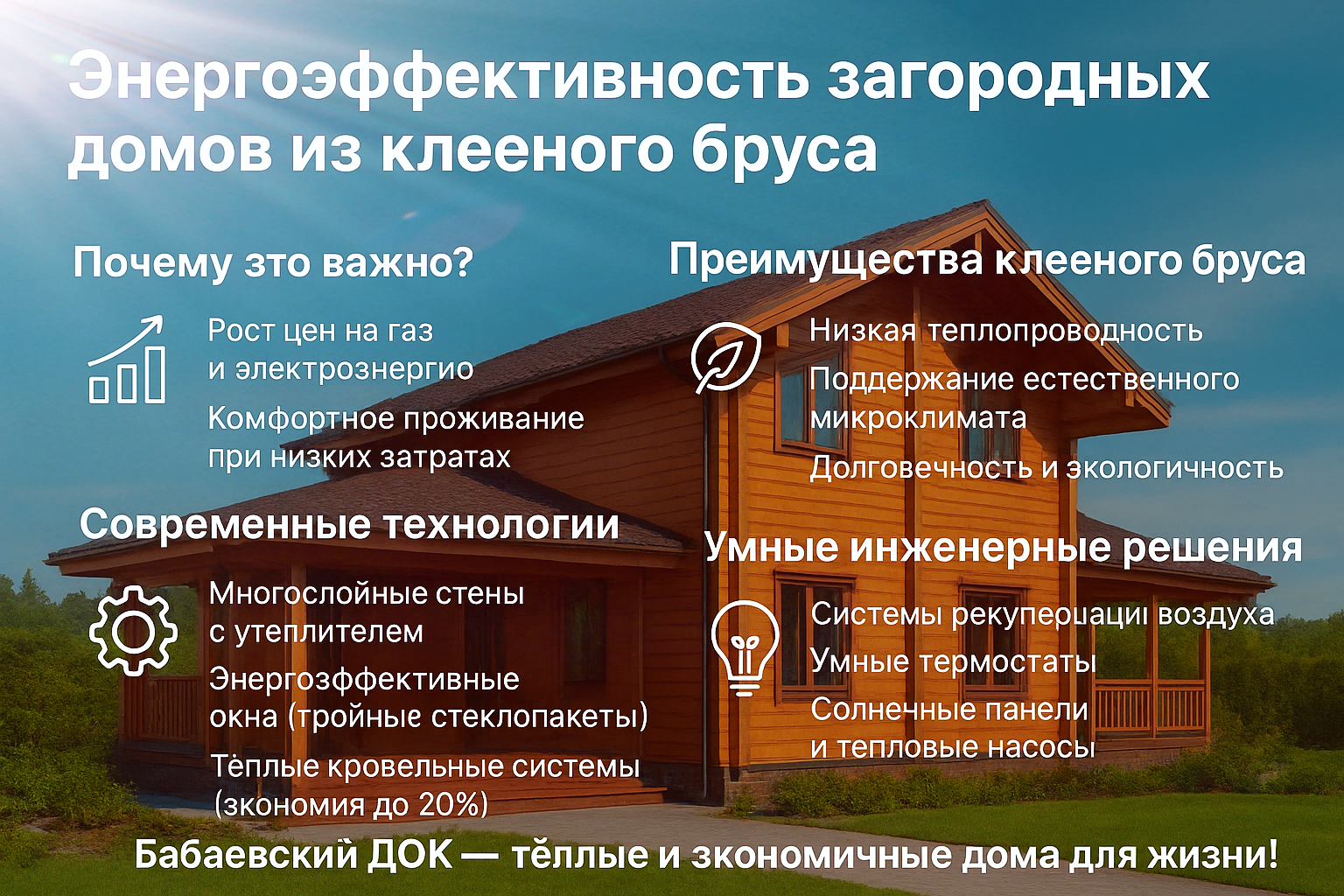 Энергоэффективность загородных домов из клееного бруса, современные технологии утепления и экономии ресурсов