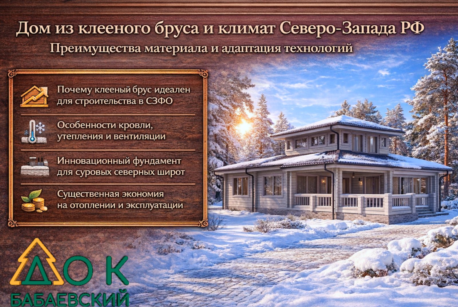 Дом из клееного бруса и климат Северо-Запада РФ. Преимущества материала и адаптация технологий